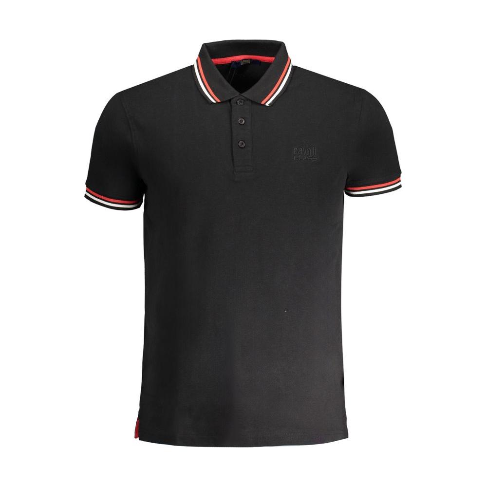 Cavalli Class Black Cotton Polo Shirt Cavalli Class