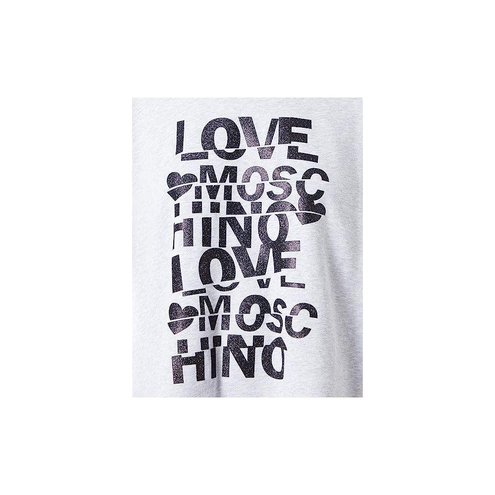 Love Moschino Glittered Cotton Oversized Sweatshirt - Grey Love Moschino