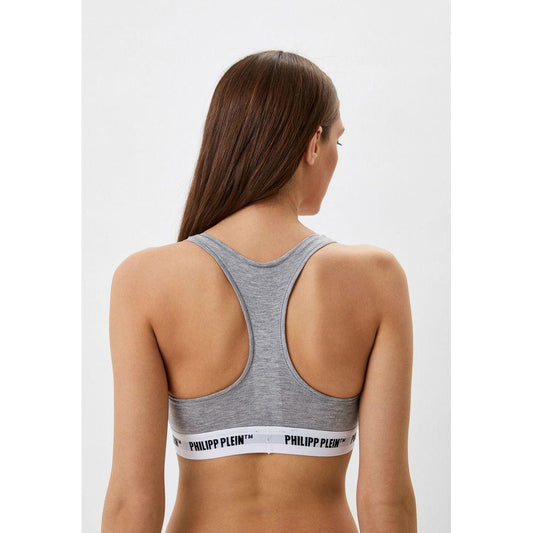 Philipp Plein Gray Cotton Women Thong Two-Pack Philipp Plein