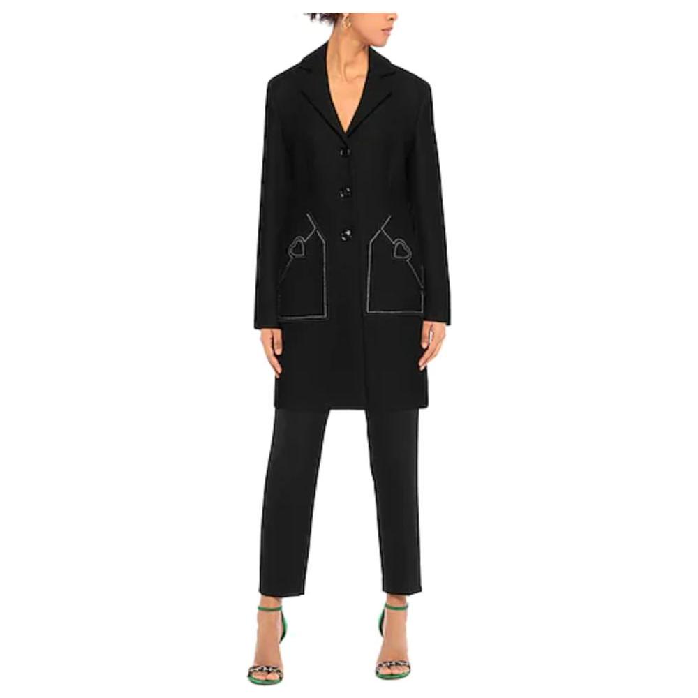 Love Moschino Black Wool Women Coat Love Moschino