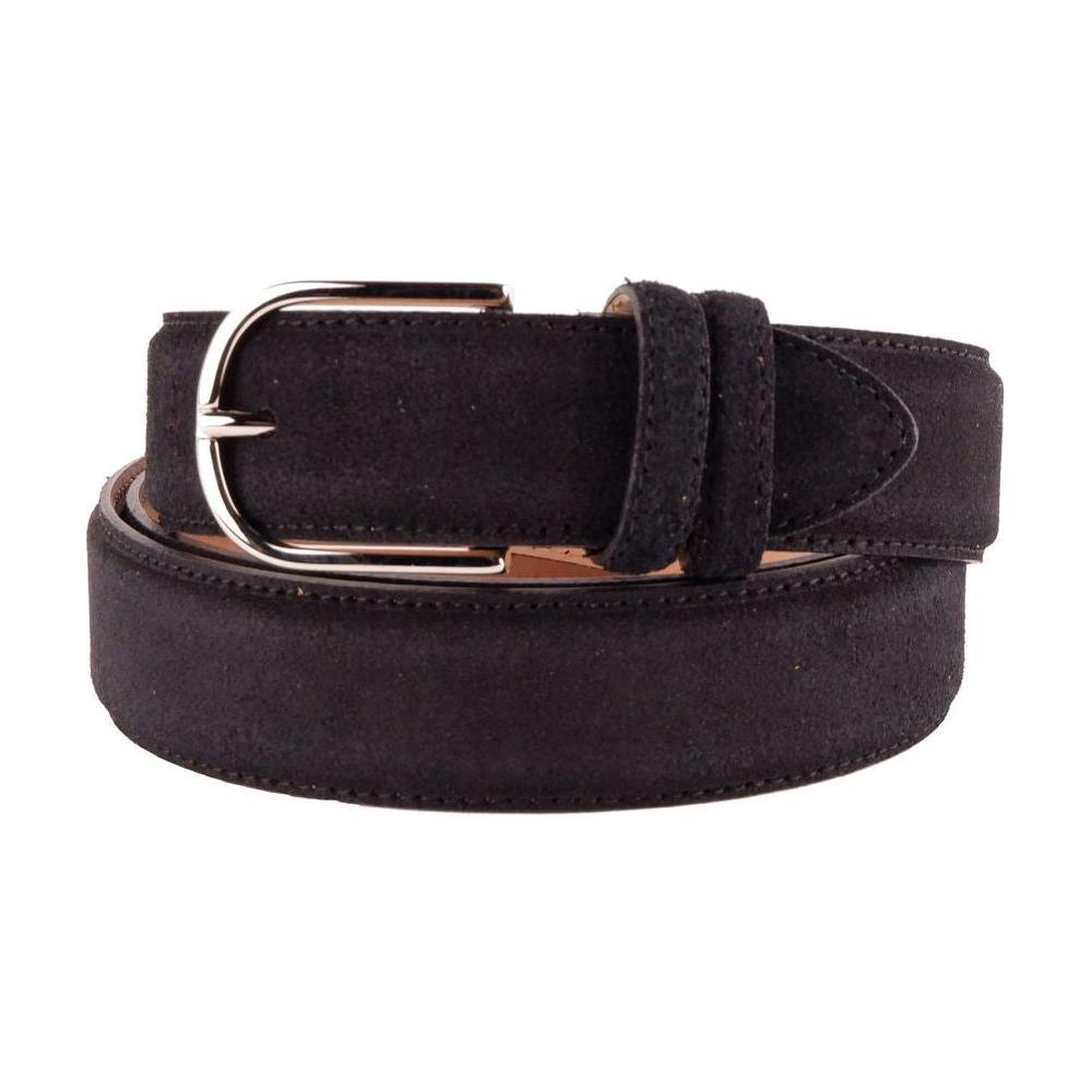 Made in Italy Elegant Black Suede Calfskin Belt Made in Italy