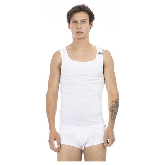 Bikkembergs White Cotton Men Tank Top Bikkembergs