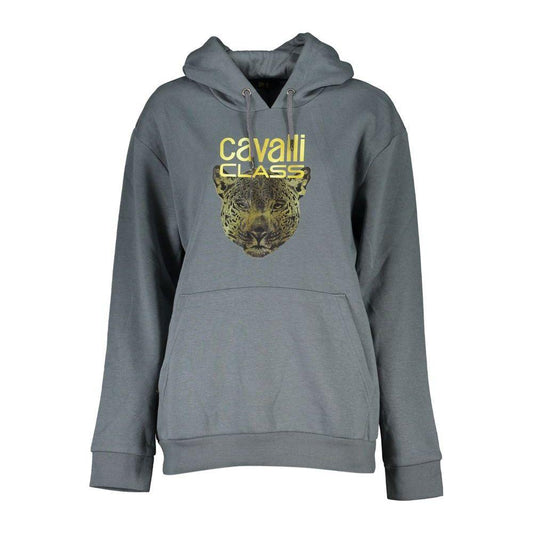 Cavalli Class Sleek Gray Fleece Hooded Sweatshirt Cavalli Class