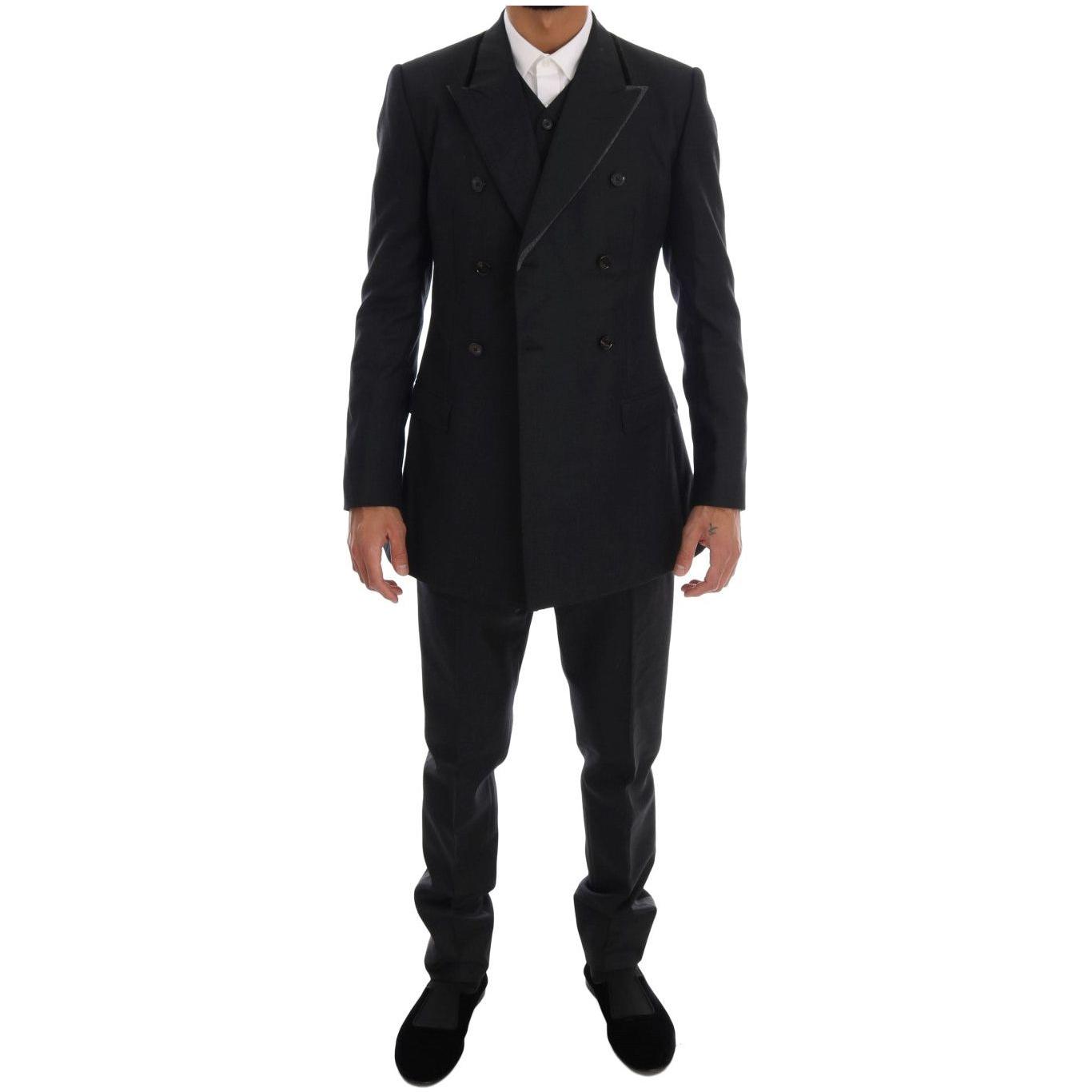 Dolce & Gabbana Elegant Gray Double Breasted Wool Suit Dolce & Gabbana