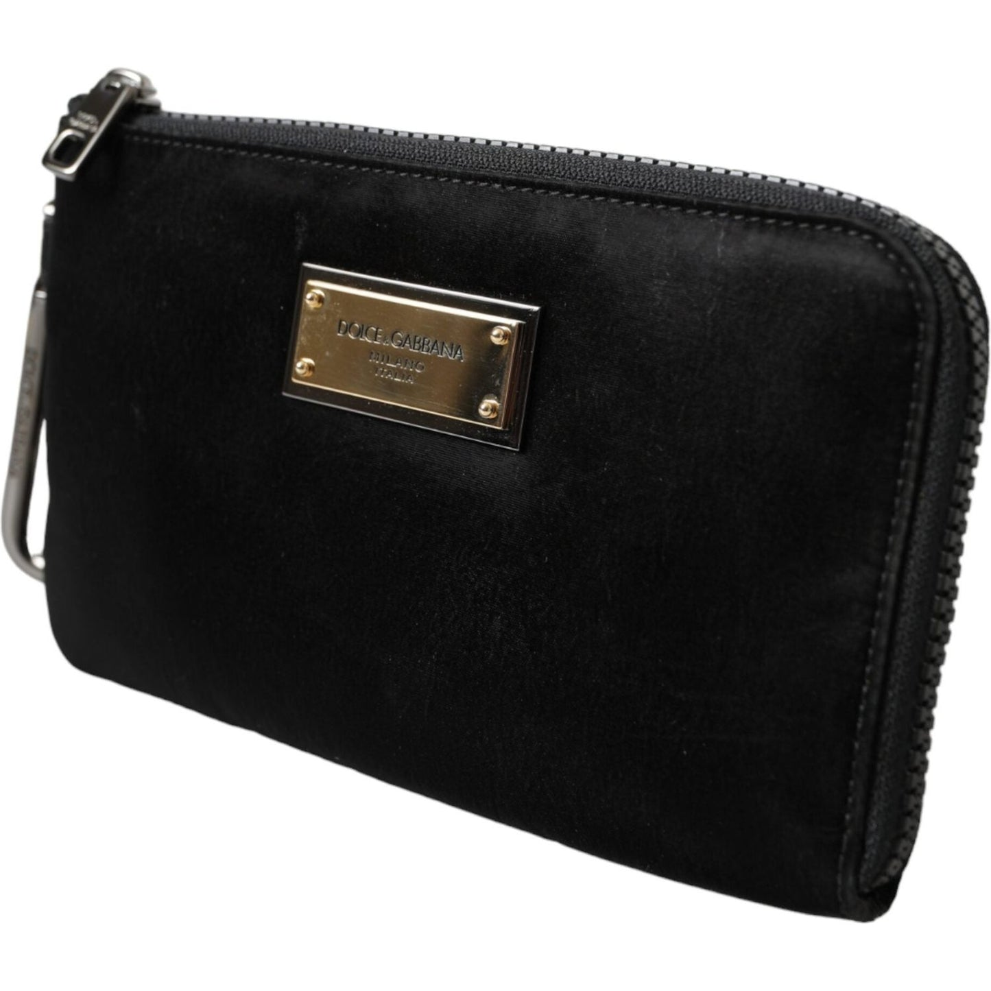 Dolce & Gabbana Black Nylon Logo Plaque Keyring Pouch Clutch Bag Dolce & Gabbana