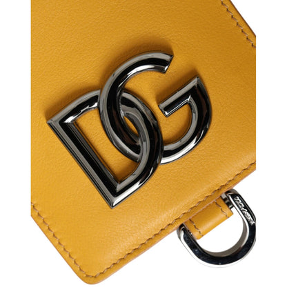 Dolce & Gabbana Orange Calf Leather Credit Card Holder Clip On Wallet