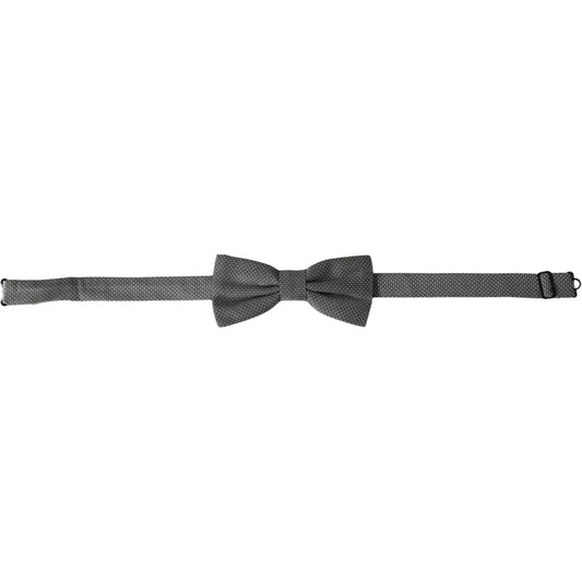 Dolce & Gabbana Gray Silk Patterned Adjustable Neck Men Papillon Bow Tie Dolce & Gabbana