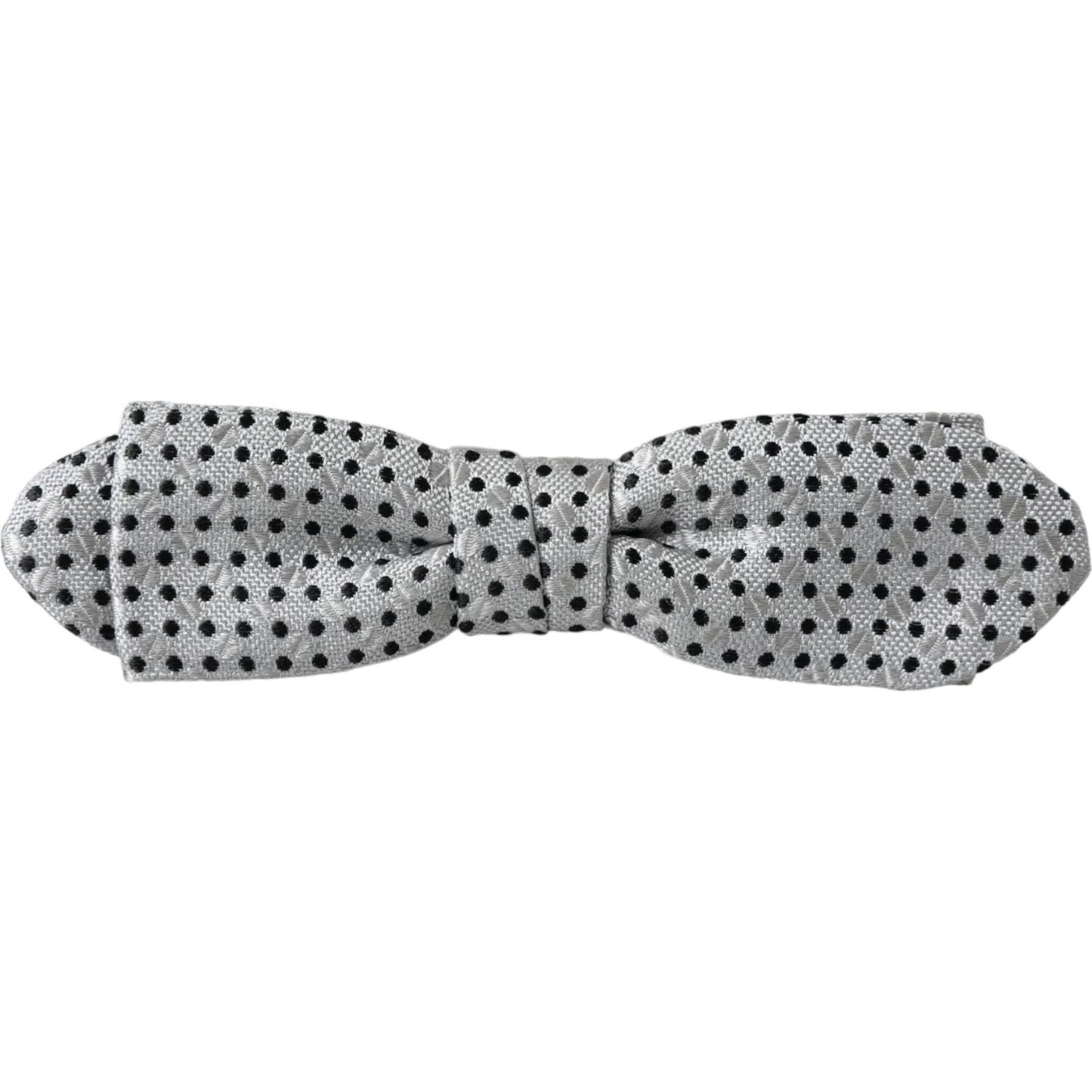 Dolce & Gabbana Gray Silk Polka Dot Adjustable Neck Men Papillon Bow Tie Dolce & Gabbana