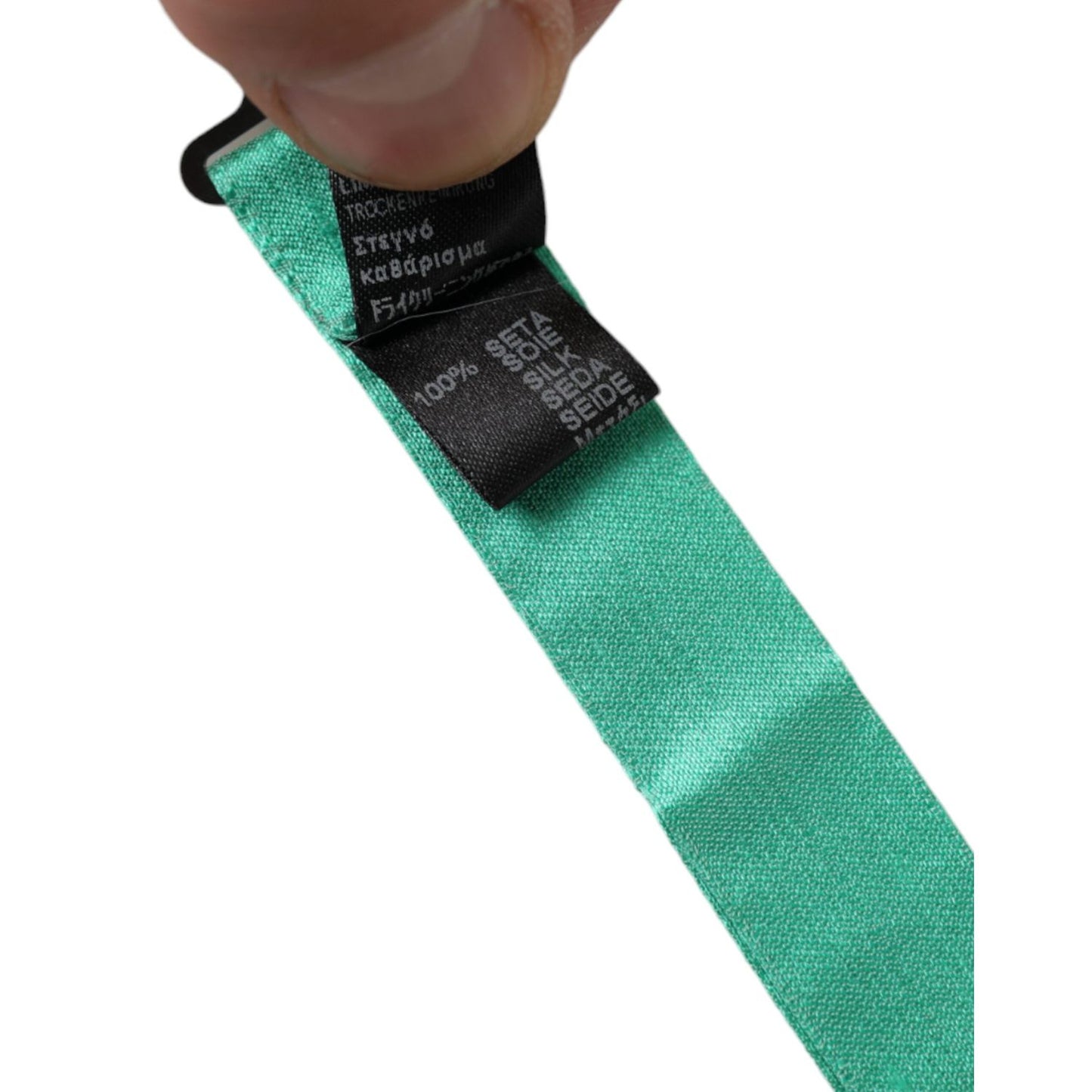 Dolce & Gabbana Mint Green Silk Adjustable Neck Men Bow Tie