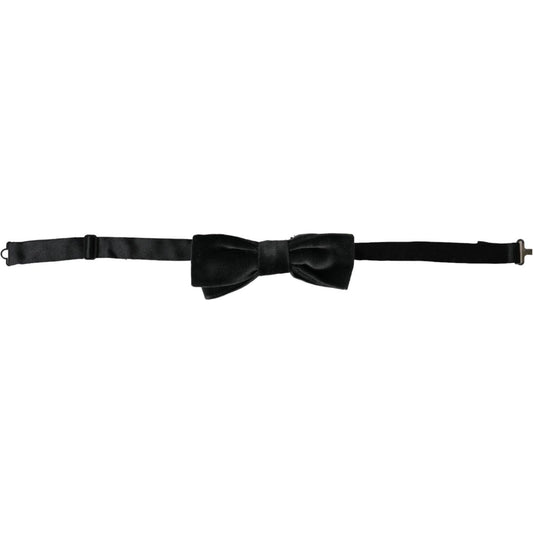 Dolce & Gabbana Black Velvet Cotton Adjustable Neck Men Bow Tie Dolce & Gabbana