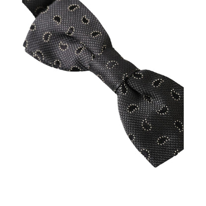 Dolce & Gabbana Black Silk Patterned Adjustable Neck Men Bow Tie