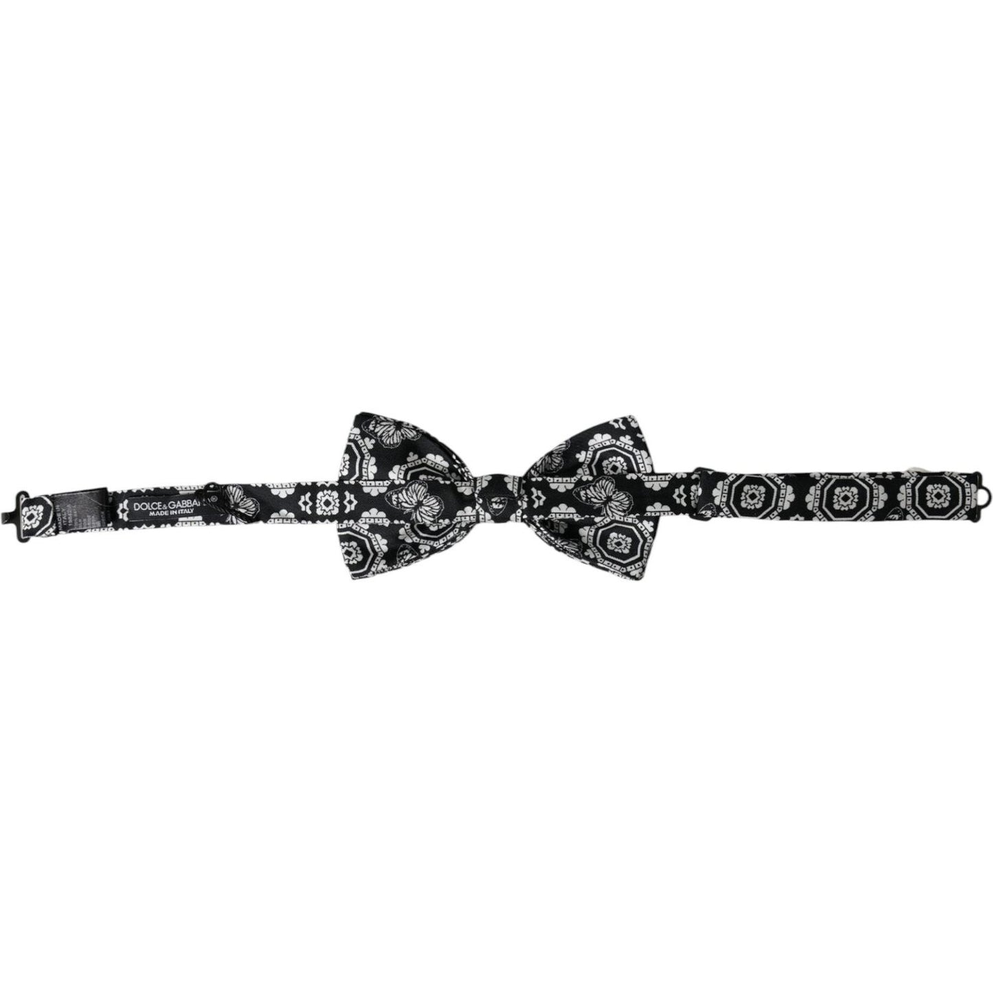 Dolce & Gabbana Black White Printed Adjustable Neck Men Bow Tie Dolce & Gabbana