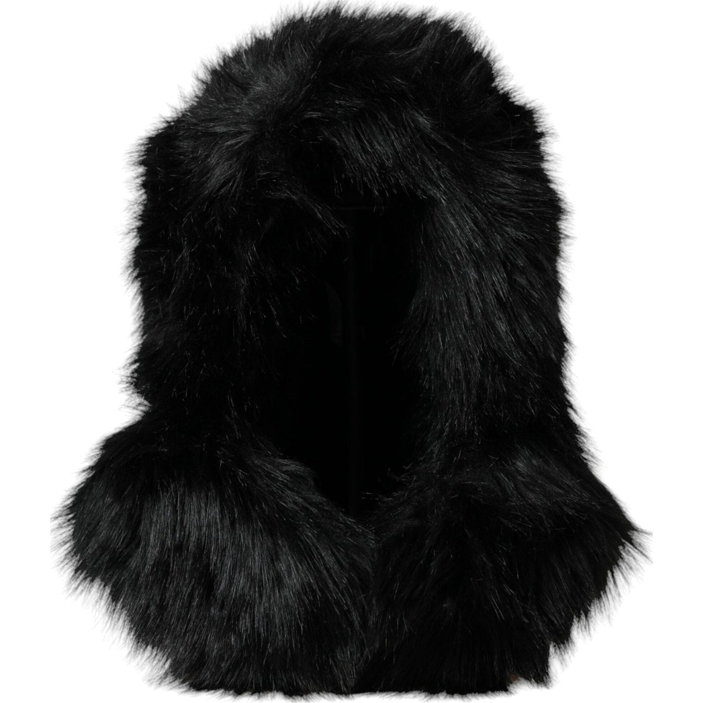 Dolce & Gabbana Black Faux Fur Whole Head Wrap Hat