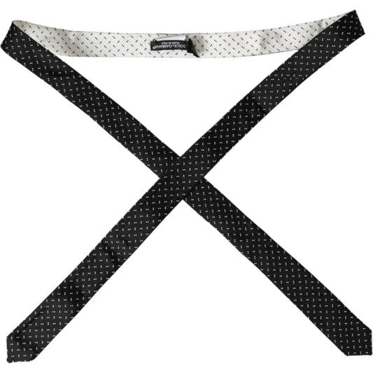 Dolce & Gabbana Black White Patterned Adjustable Tie Dolce & Gabbana