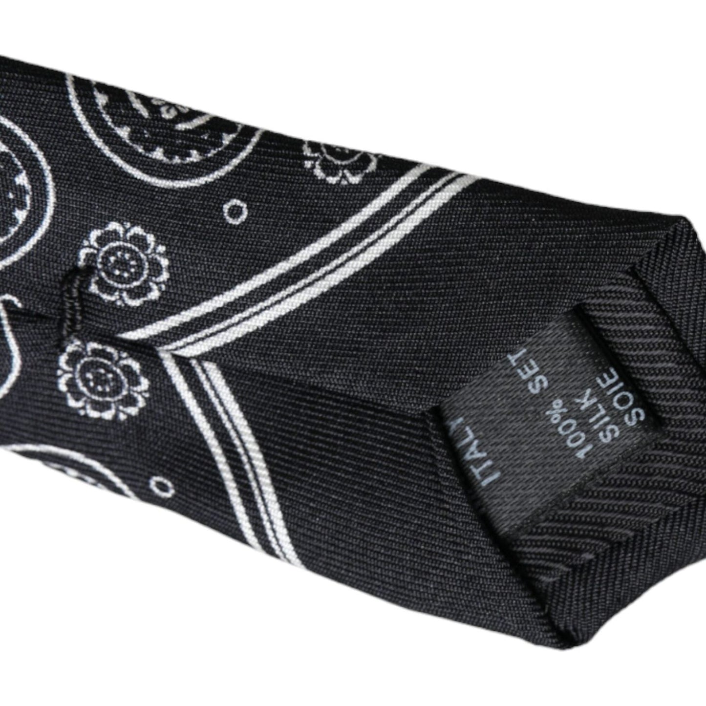 Dolce & Gabbana Black Patterned 100%Silk Adjustable Tie Dolce & Gabbana