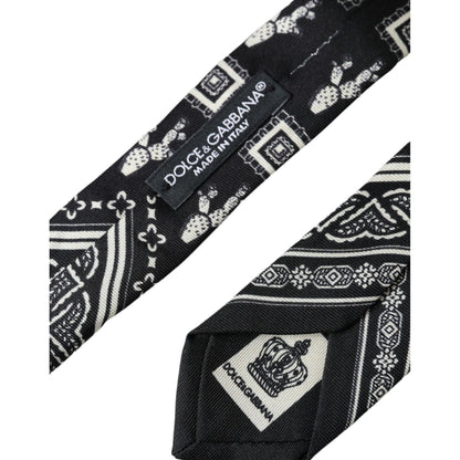 Dolce & Gabbana Black Patterned 100%Silk Adjustable Tie