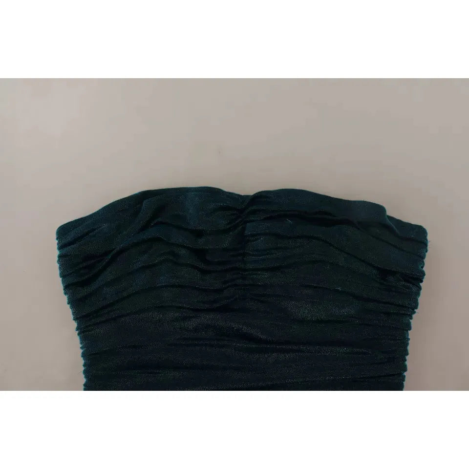 فستان متوسط ​​الطول من الساتان باللون الفيروزي من دولتشي آند غابانا