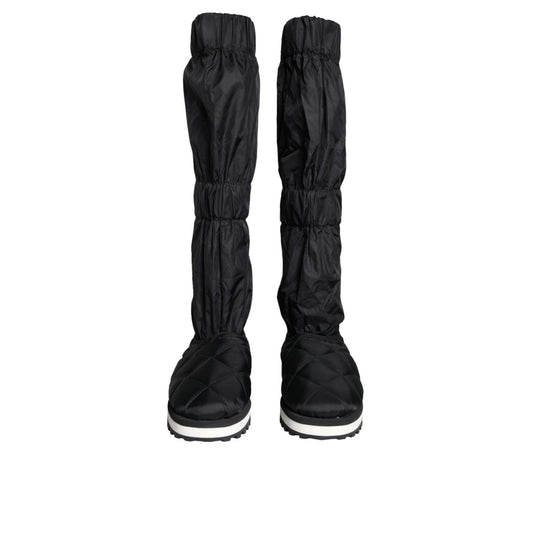 Dolce & Gabbana Black Quilted High Top Boots Sneakers Shoes