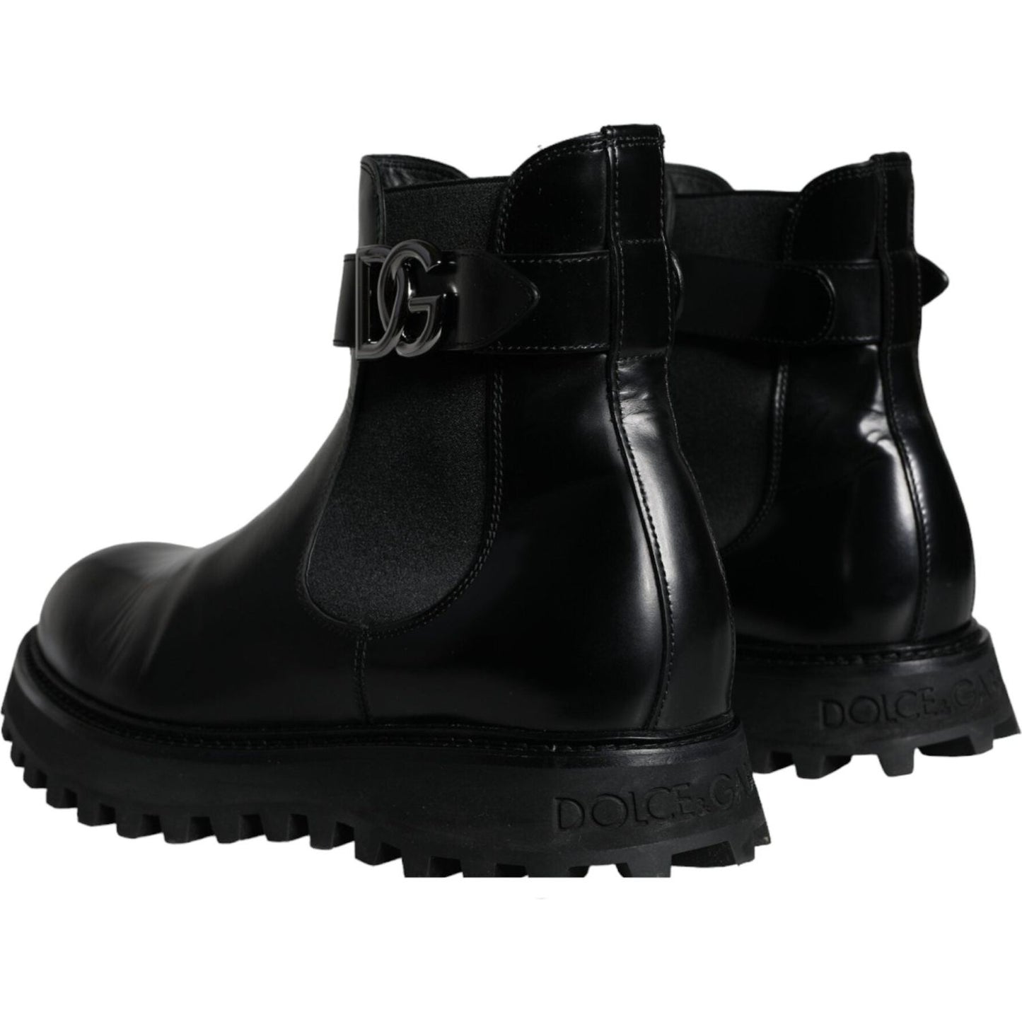 Dolce & Gabbana Black Belted DG Logo Men Chelsea Boots Shoes Dolce & Gabbana