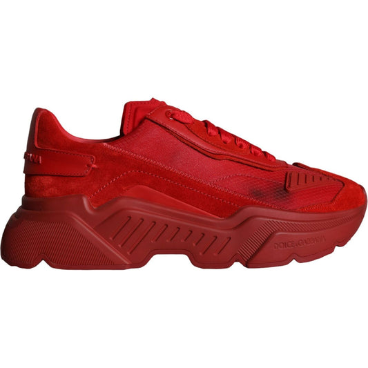 Dolce & Gabbana Red Leather Daymaster Low Top Sneakers Shoes 1728,67345645728,Chunky - Sneakers - Shoes,Dolce & Gabbana,EU40/US7,Material: 60% Calf Leather 38% Nylon 1% PVC 1% Elastane,Men,Men - Shoes,Preowned / Defect,Red,Shoes,Sneakers - Men - Shoes,Sne