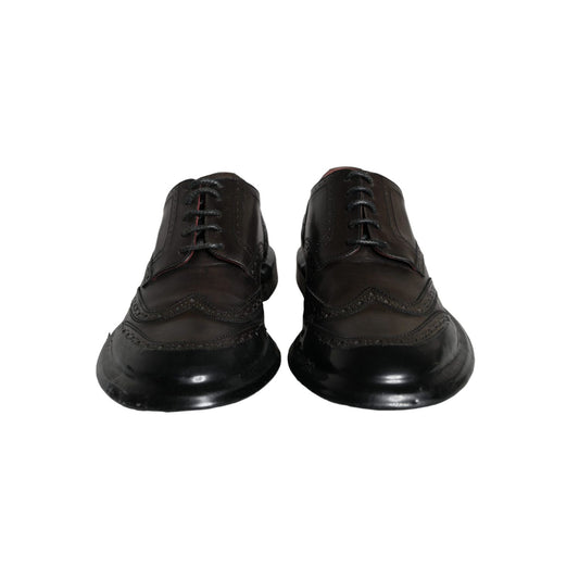 Dolce & Gabbana Black Leather Oxford Wingtip Formal Men Shoes