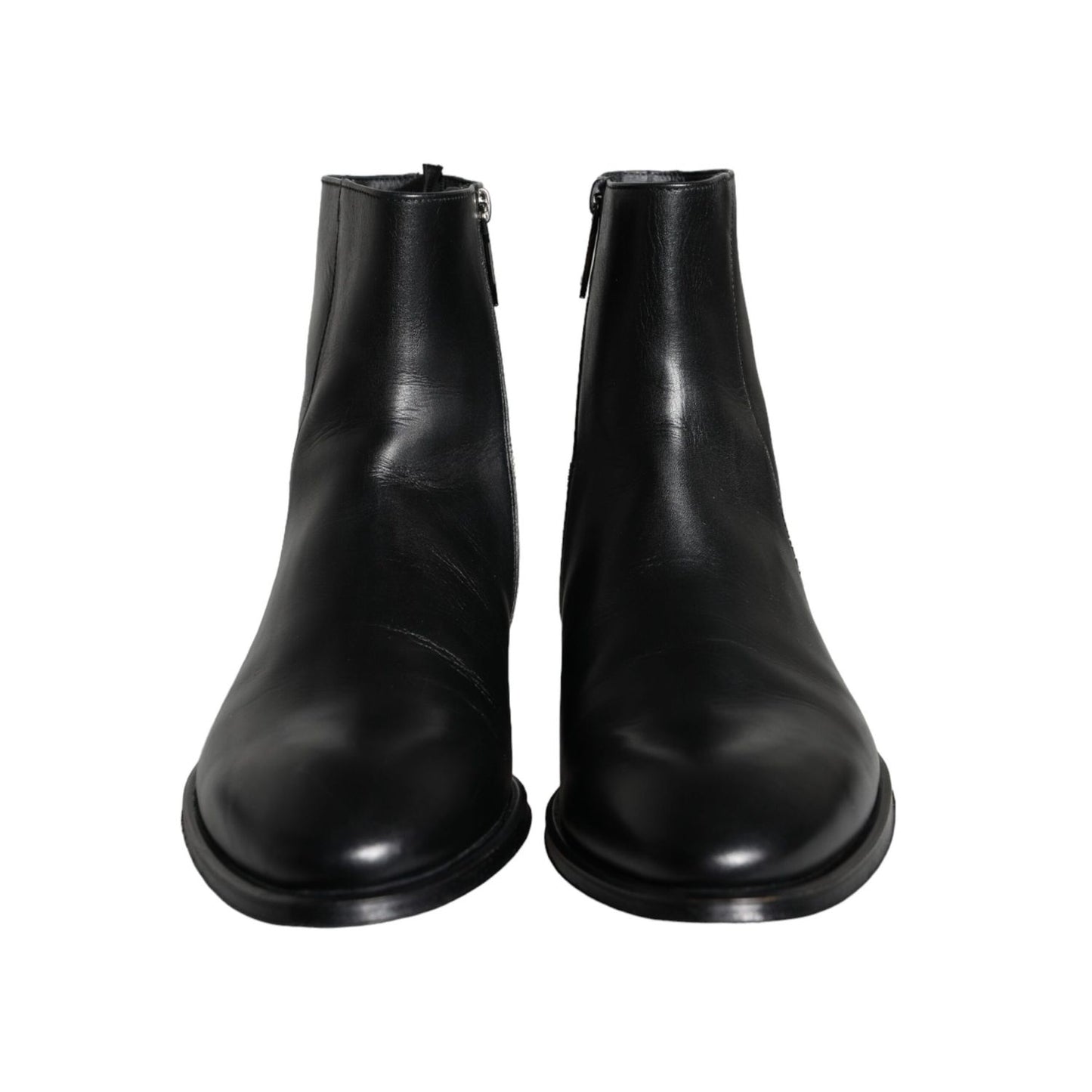 Dolce & Gabbana Black Calf Leather Men Ankle Boots Men Shoes