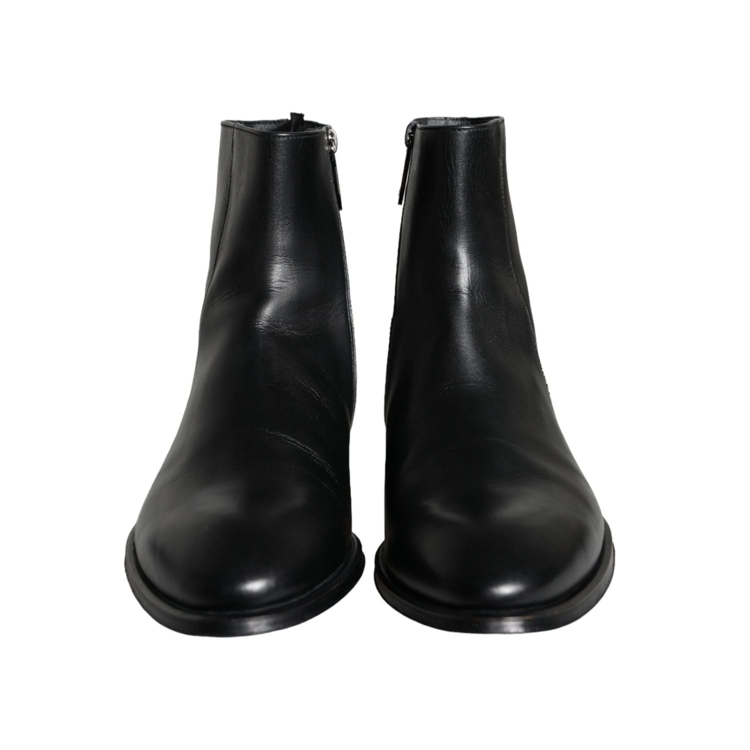 Dolce & Gabbana Black Calf Leather Men Ankle Boots Men Shoes