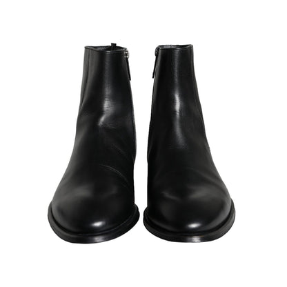 Dolce & Gabbana Black Calf Leather Men Ankle Boots Men Shoes