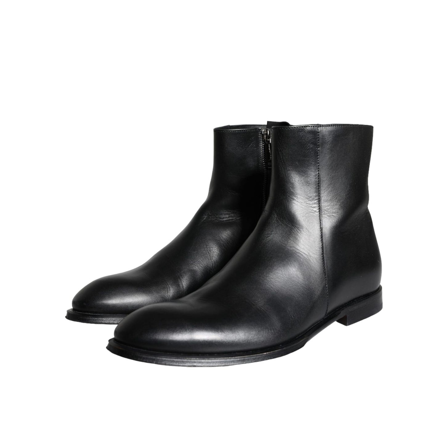 Dolce & Gabbana Black Calf Leather Men Ankle Boots Men Shoes