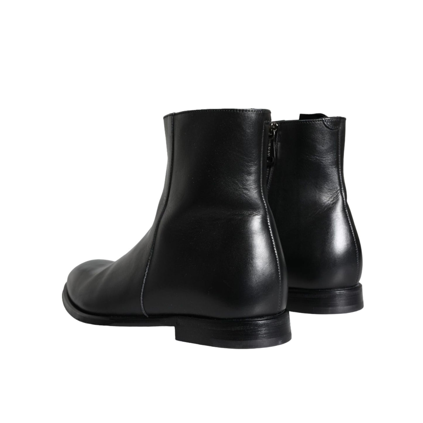 Dolce & Gabbana Black Calf Leather Men Ankle Boots Men Shoes