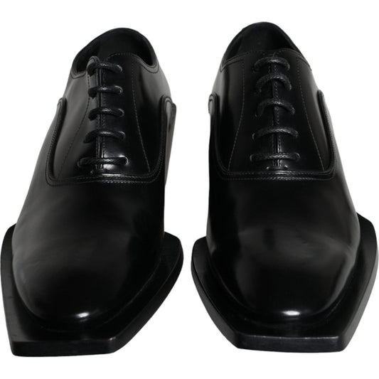 Dolce & Gabbana Black Calfskin Leather Derby Dress Men Shoes Dolce & Gabbana