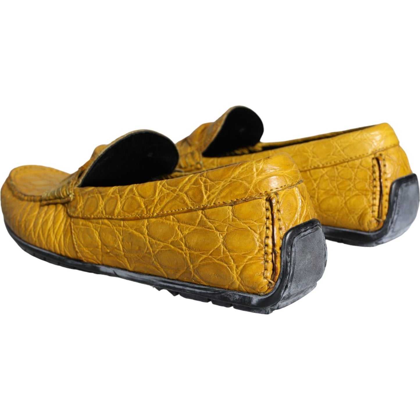 Dolce & Gabbana Yellow Leather Slip Mocassin Loafers Shoes Dolce & Gabbana