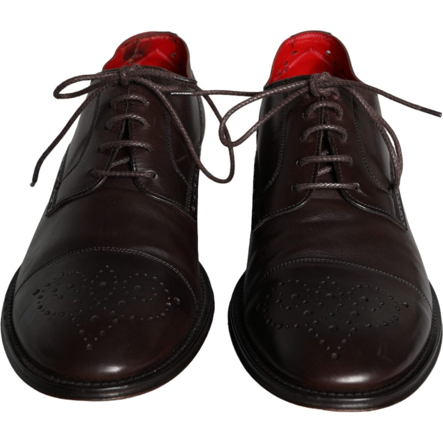 Dolce & Gabbana Brown Calfskin Leather Lace Up Oxford Shoes Dolce & Gabbana