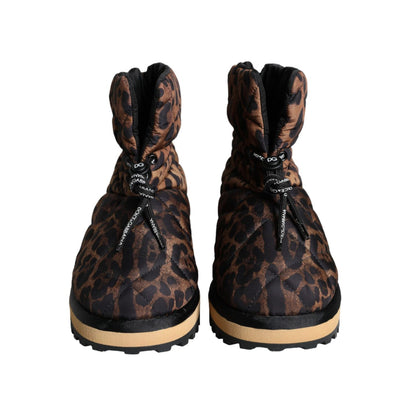 Dolce & Gabbana Brown Leopard Ankle Boots Padded Shoes