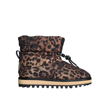 Dolce & Gabbana Brown Leopard Ankle Boots Padded Shoes