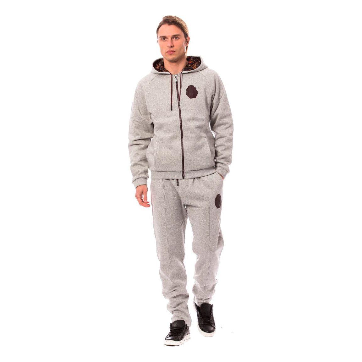 Billionaire Italian Couture Gray Cotton Hooded Sweatsuit 1728,3XL,67345645728,Billionaire Italian Couture,Clothing,Gray,Material: 100% Cotton,Men,Men - Clothing,New with tags,Sportswear - Clothing,Sweatsuits - Men - Clothing,Sweatsuits - Sportswear - Clot