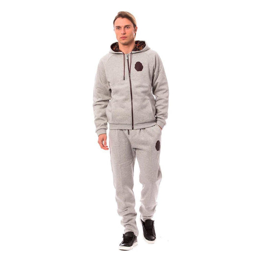 Billionaire Italian Couture Gray Cotton Hooded Sweatsuit