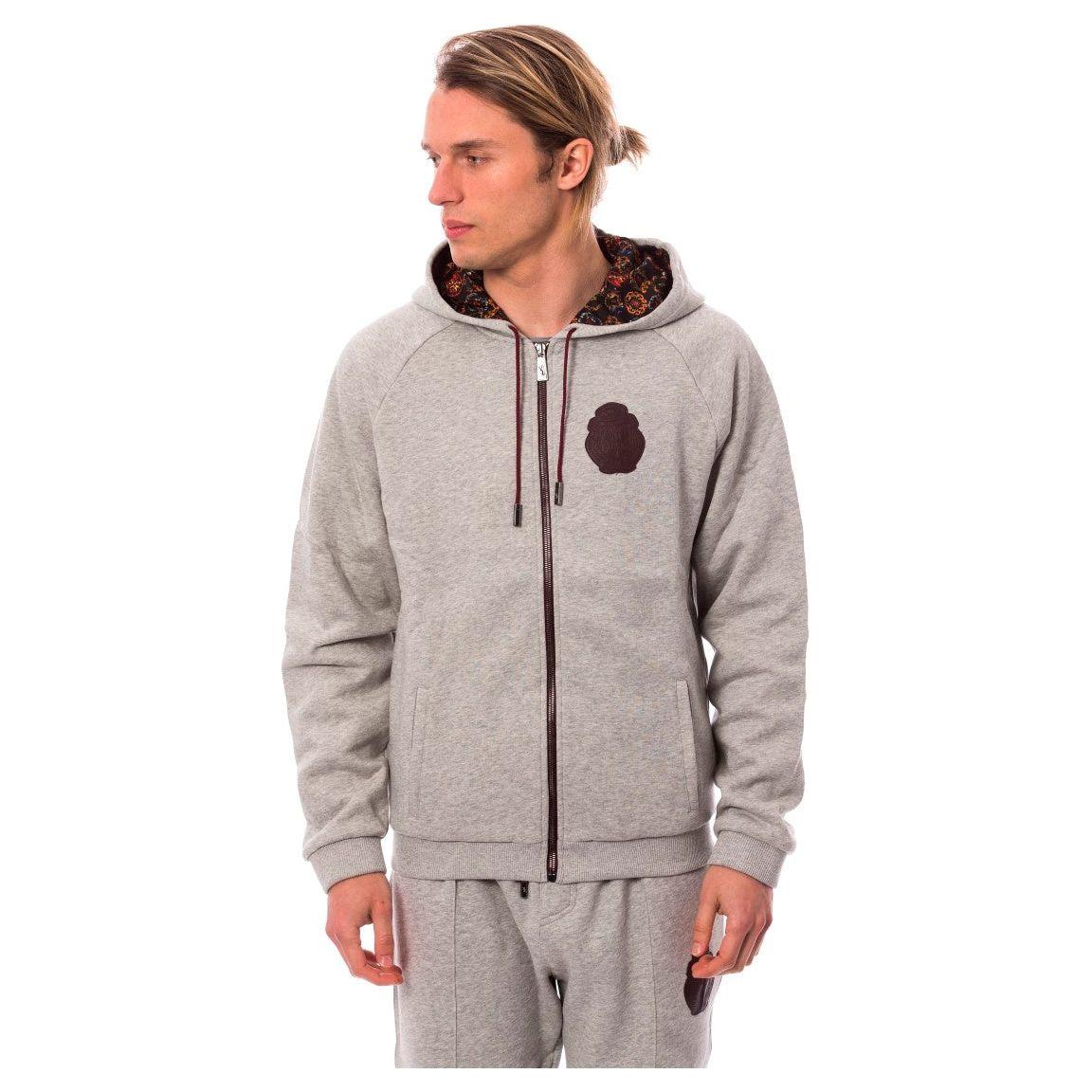 Billionaire Italian Couture Gray Cotton Hooded Sweatsuit 1728,3XL,67345645728,Billionaire Italian Couture,Clothing,Gray,Material: 100% Cotton,Men,Men - Clothing,New with tags,Sportswear - Clothing,Sweatsuits - Men - Clothing,Sweatsuits - Sportswear - Clot