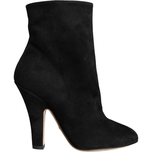 Dolce & Gabbana Black Suede Leather Mid Calf Boots Shoes Dolce & Gabbana