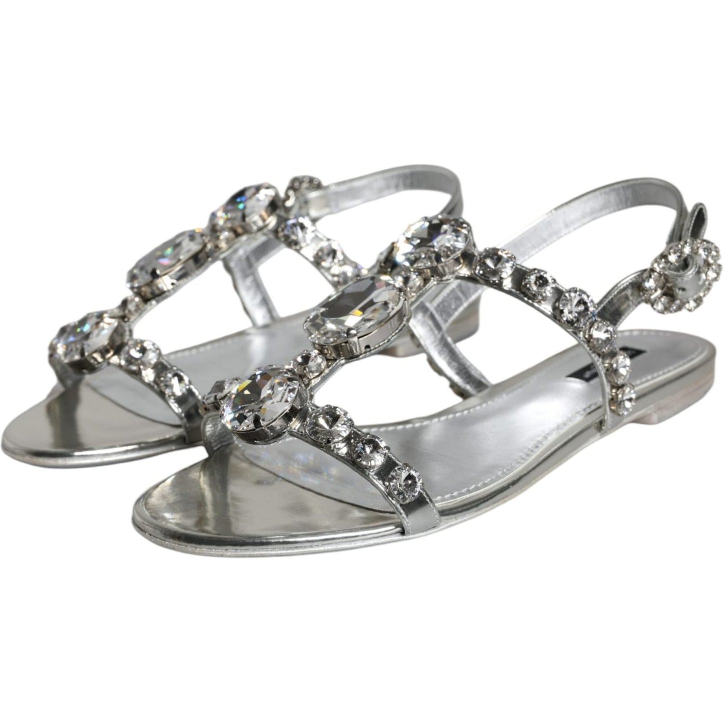 Dolce & Gabbana Silver Crystal Sandals Flats Flip Flops Shoes Dolce & Gabbana