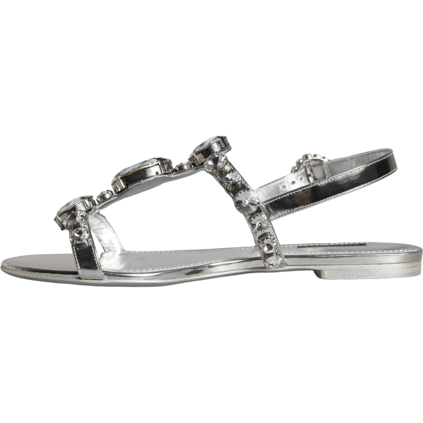 Dolce & Gabbana Silver Crystal Sandals Flats Flip Flops Shoes Dolce & Gabbana