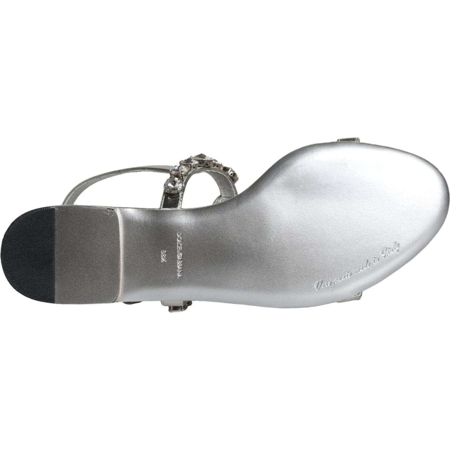 Dolce & Gabbana Silver Crystal Sandals Flats Flip Flops Shoes Dolce & Gabbana