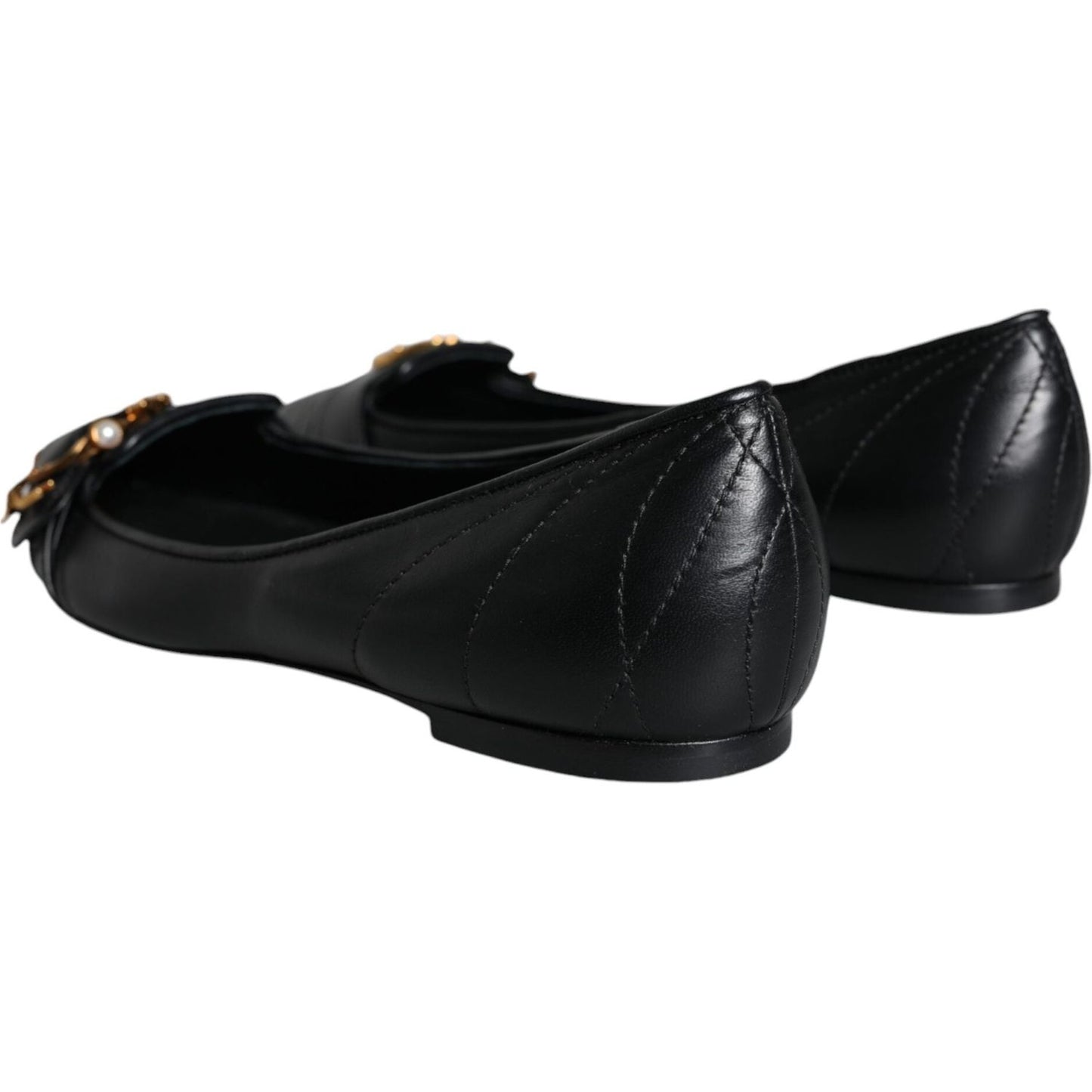 Dolce & Gabbana Black Devotion Leather Pointy Flats Shoes Dolce & Gabbana