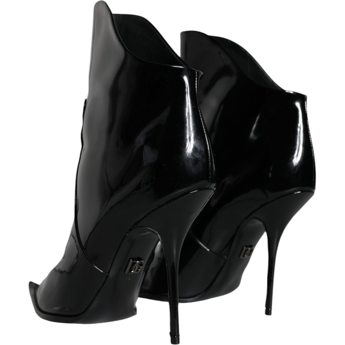 Dolce & Gabbana Black Patent Leather Pointed Ankle Boot Shoes Dolce & Gabbana