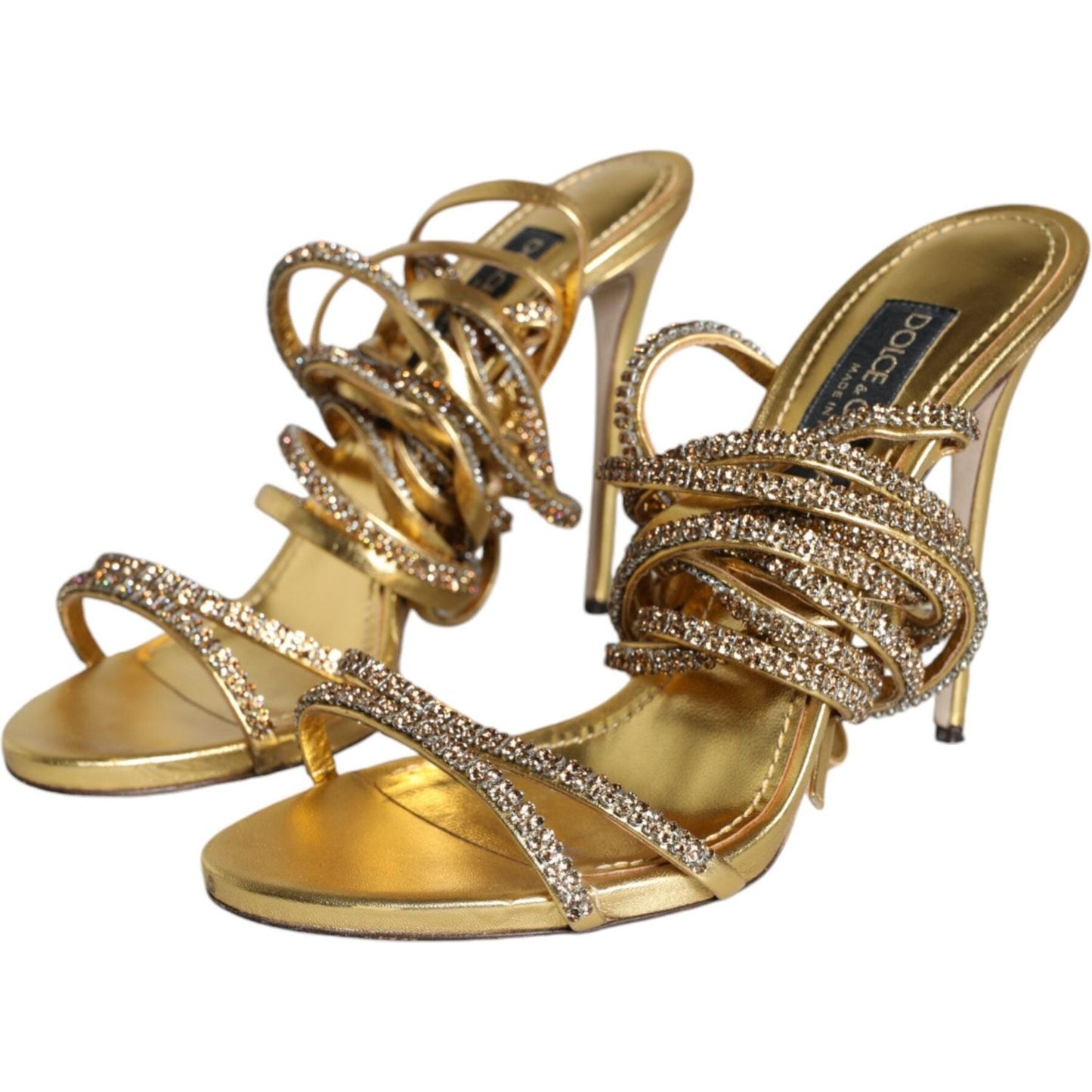 Dolce & Gabbana Gold Crystals Keira Heels Sandals Shoes Dolce & Gabbana