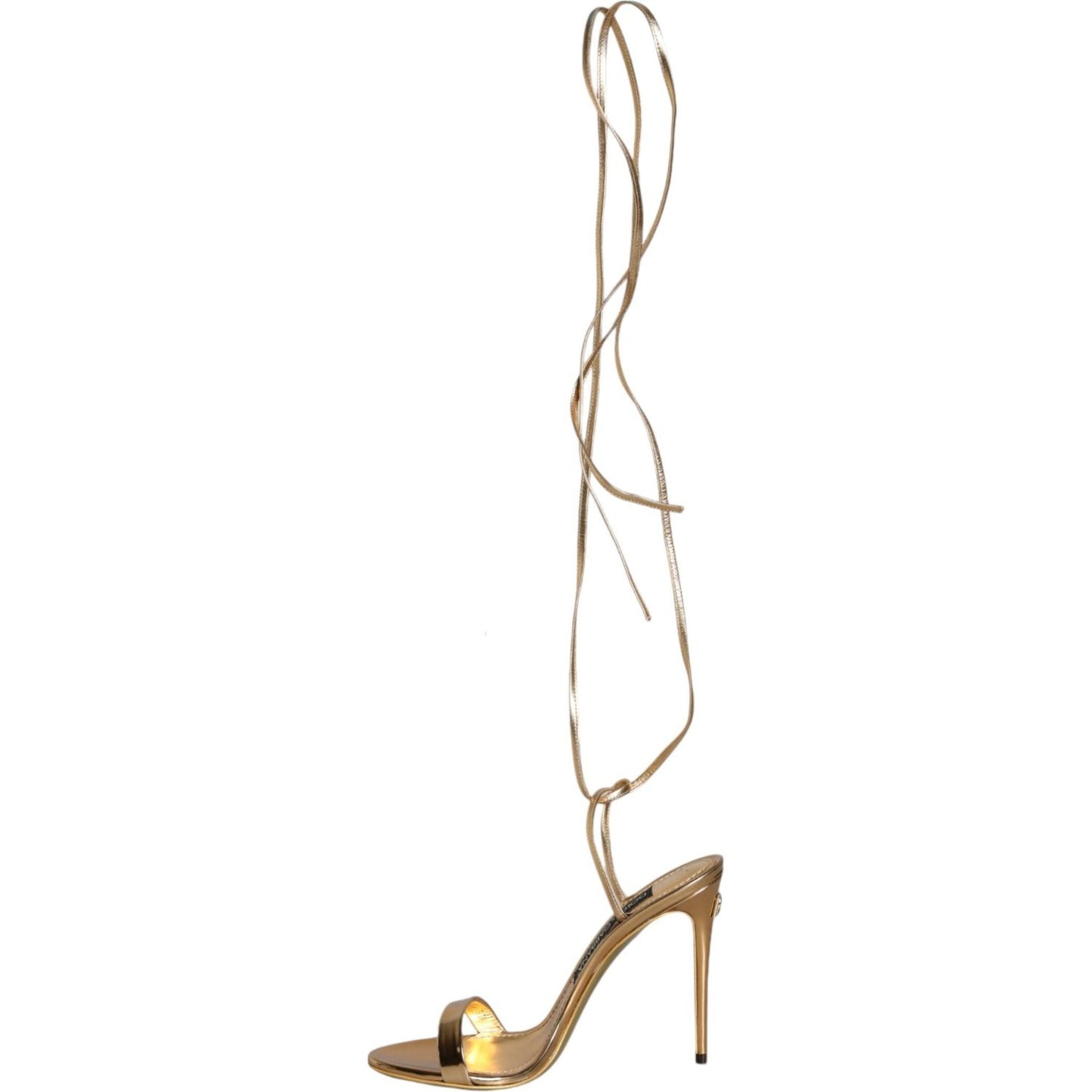 Dolce & Gabbana Gold Leather High Heels Sandals Shoes Dolce & Gabbana