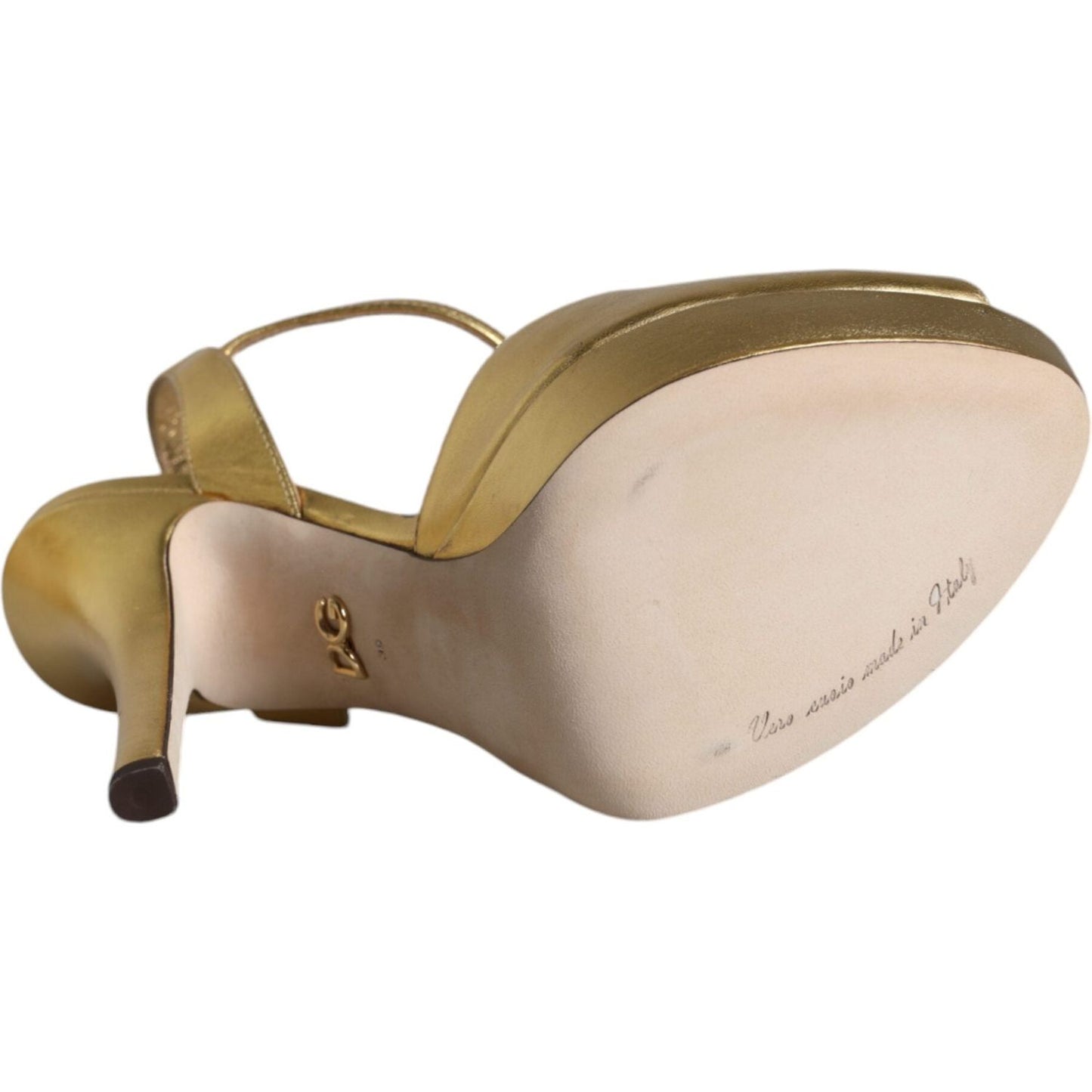 Dolce & Gabbana Gold Bette Leather Heels Sandals Shoes Dolce & Gabbana