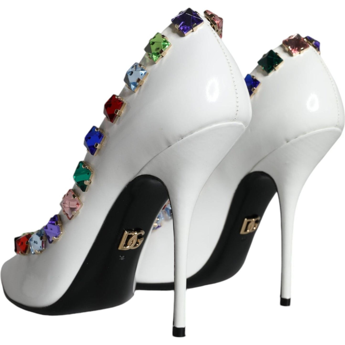 Dolce & Gabbana White Crystals Leather High Heels Pumps Shoes Dolce & Gabbana