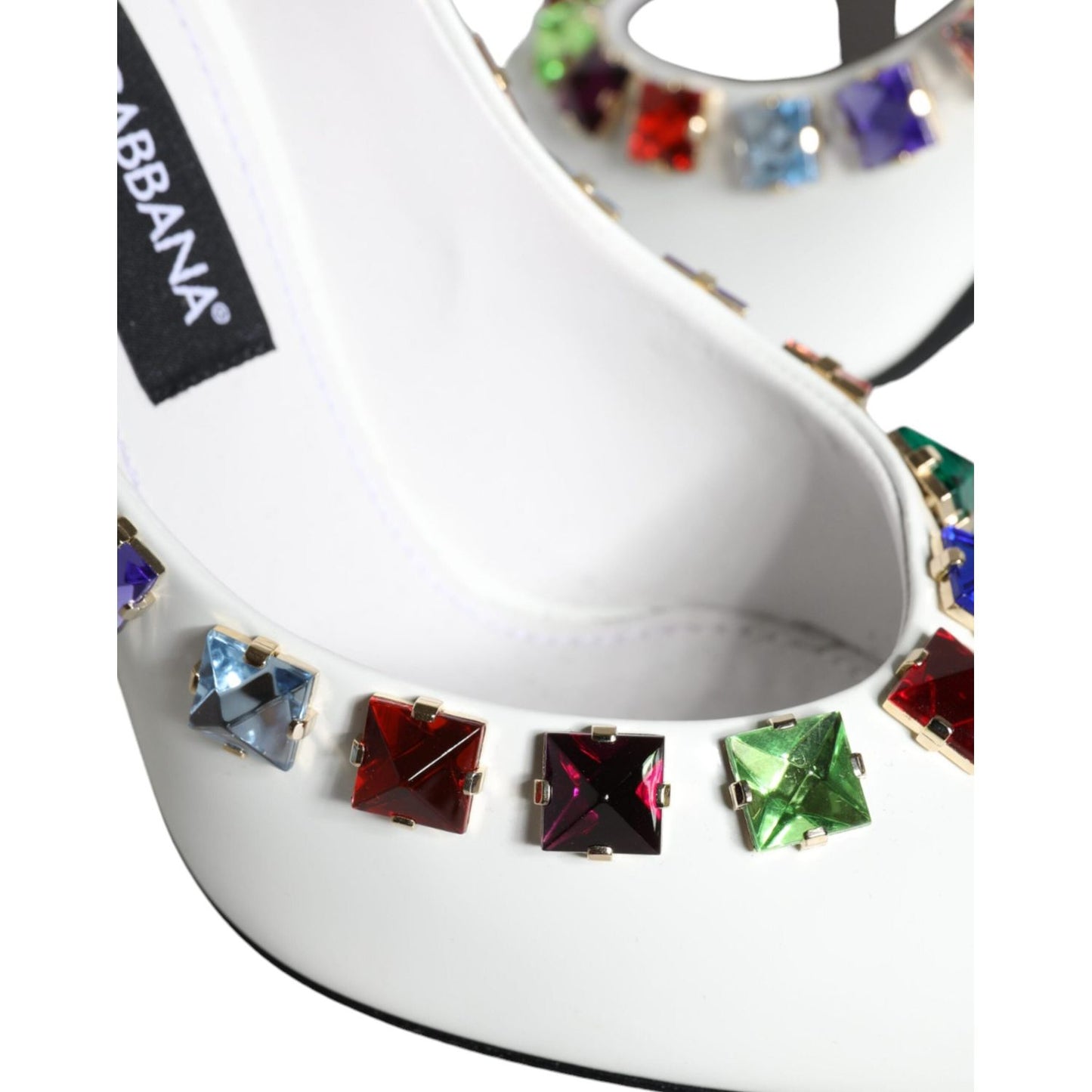 Dolce & Gabbana White Crystals Leather High Heels Pumps Shoes Dolce & Gabbana