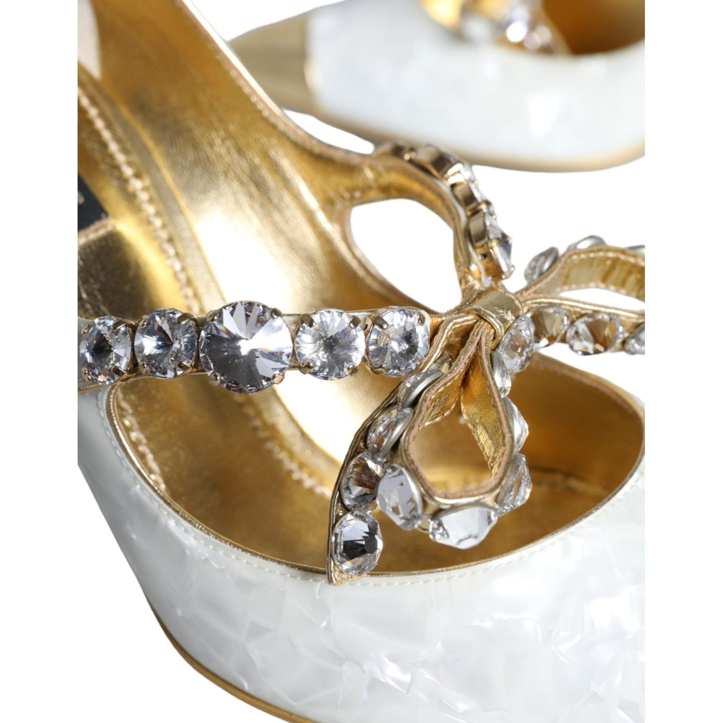 Dolce & Gabbana White Mary Jane Crystal Bow Pearl Pumps Shoes Dolce & Gabbana